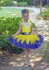 Yellow and Royal Blue Lace Flower Girl Dress   